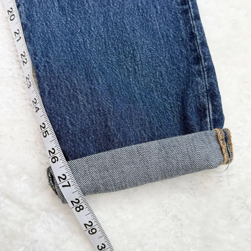Levi’s Premium Denim 501 Rolled Hem Straight Jeans 29x32 Medium Dark Wash Button